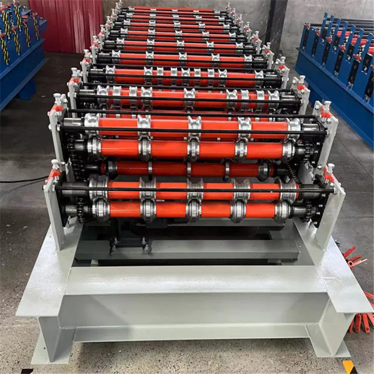 স্বয়ংক্রিয় পিপিজিআই উপাদান ডাবল লেয়ার রোল ফর্মিং মেশিন কালার স্টিল টাইল মেকিং মেশিন